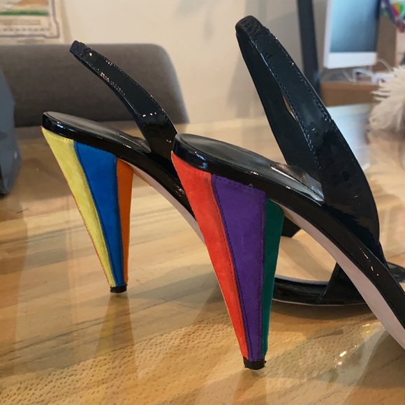 High heels sandals pattern leather and suede - Picture 6 of 6